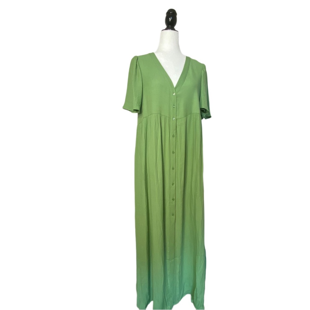 Short Sleeve Green Maxi Dress